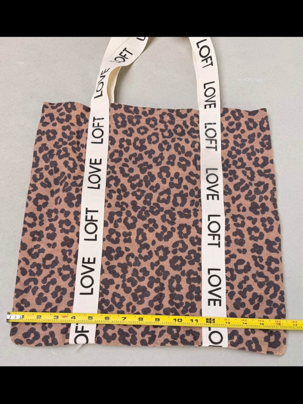 LOFT Ann Taylor Leopard Print Tote with Branded LOVE Straps in Brown and Black
